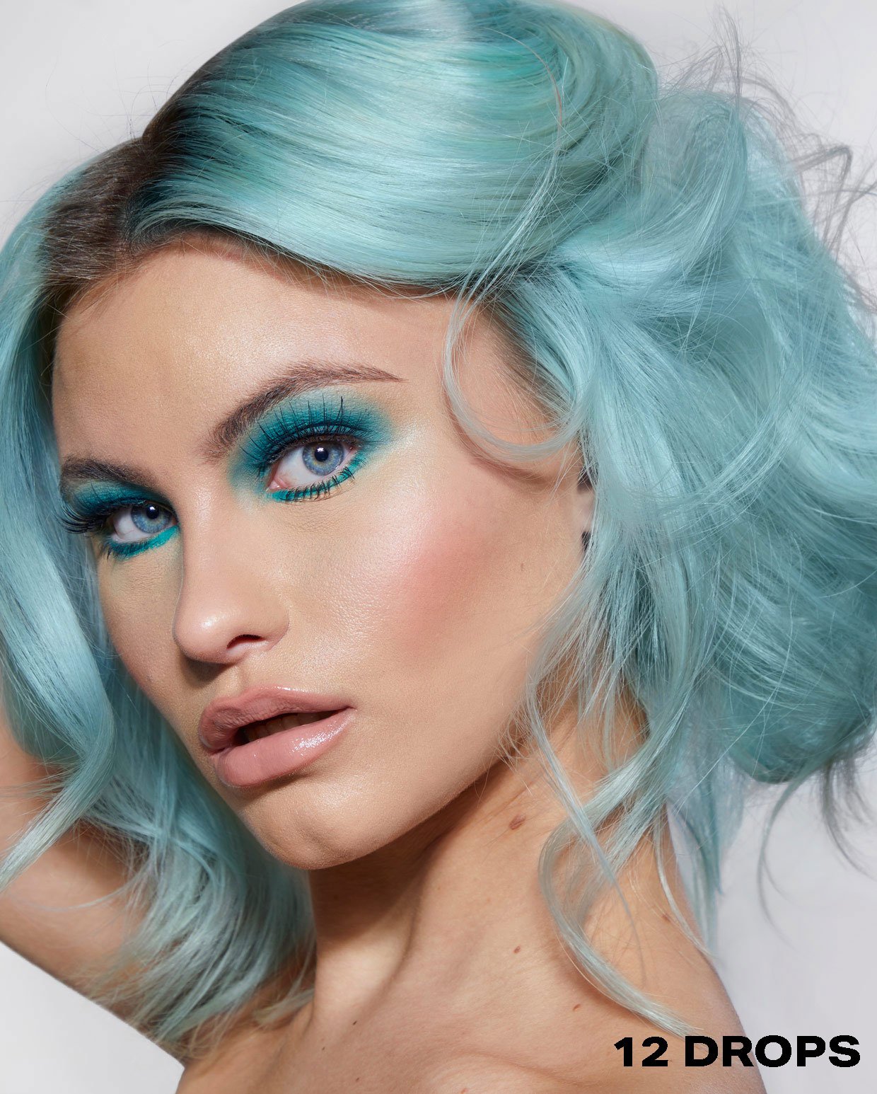 Aqua hair dye using 12 drops of DROP IT