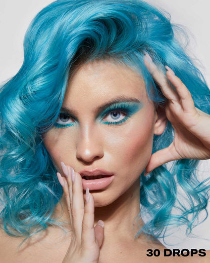 Aqua hair dye using 30 drops of DROP IT